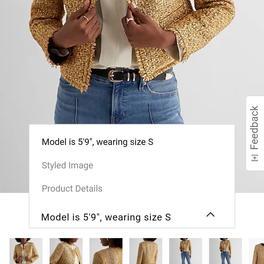 NWOT Women's  Express Metallic Tweed Fringe Trim Jacket SZ M - Picture 5 of 16